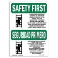 Signmission OSHA Sign, Always Face Ladder Bilingual, 5in X 3.5in Decal, 3.5" W, 5" L, Landscape OS-SF-D-35-L-10736